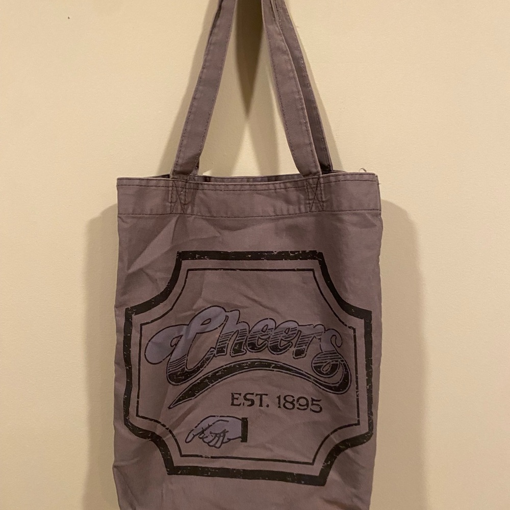 Cheers Graphic Canvas Tote Bag in Dusty Mauve